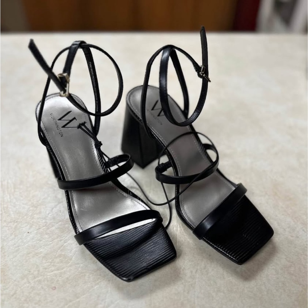 Worthington Black Strappy Block Heels